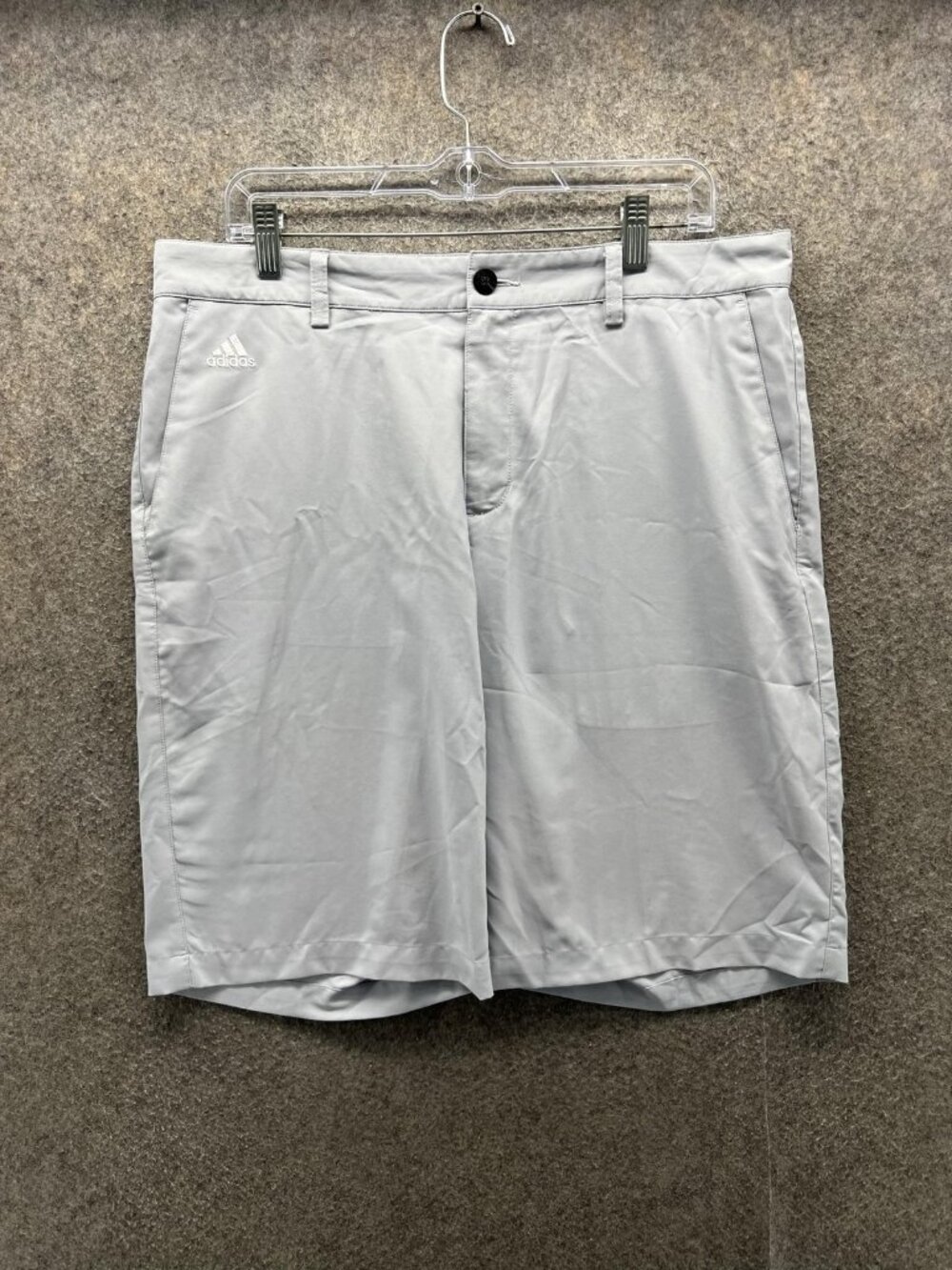 Adidas Shorts Mens 34 Gray Chino Flat Front Golf Golfer Climalite Performance